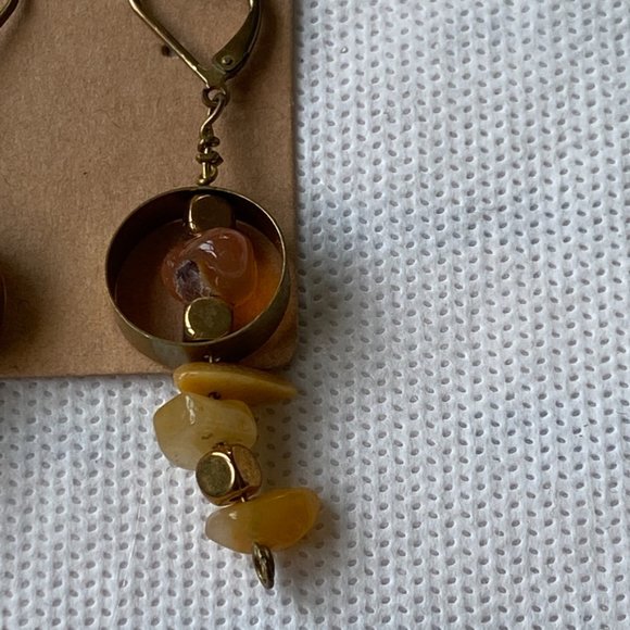 Metal and Stone Dangle Earrings - Picture 2 of 7